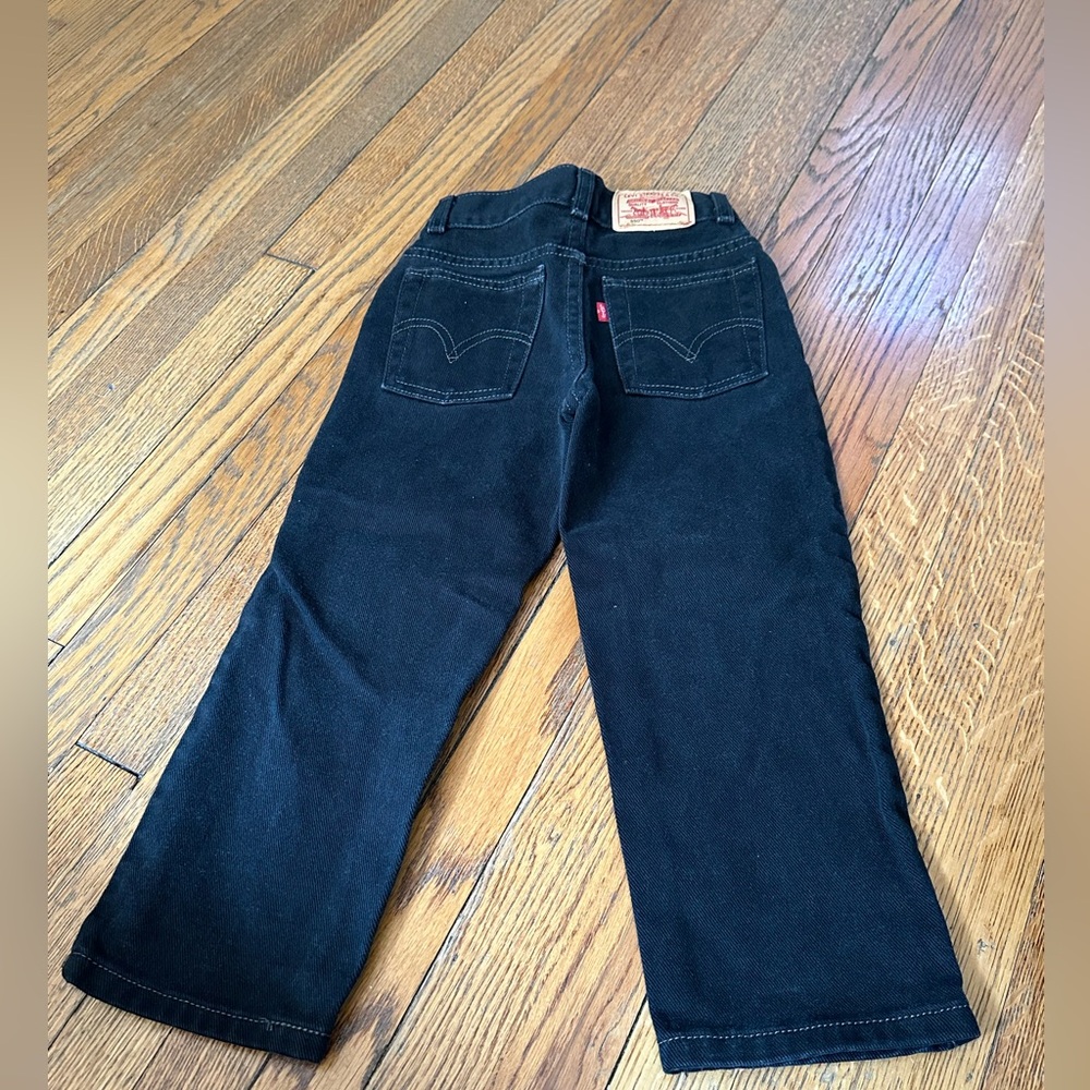Levi's Kids Black 550 Loose-fit Jeans with Copper Rivets & Snap/Zipper Closure